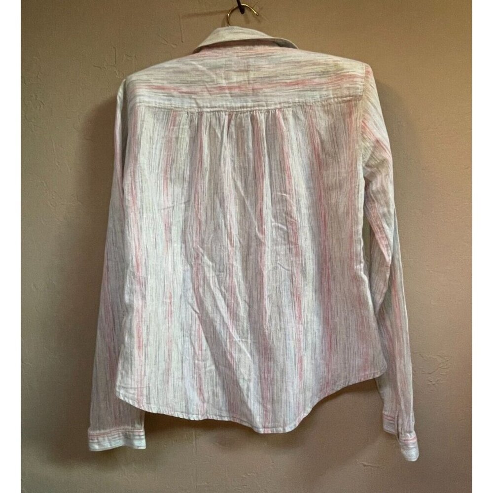 Anthropologie Holding Horses Shirt Top Button Down Long Sleeve Size 6 Gray Pink - Picture 2 of 8